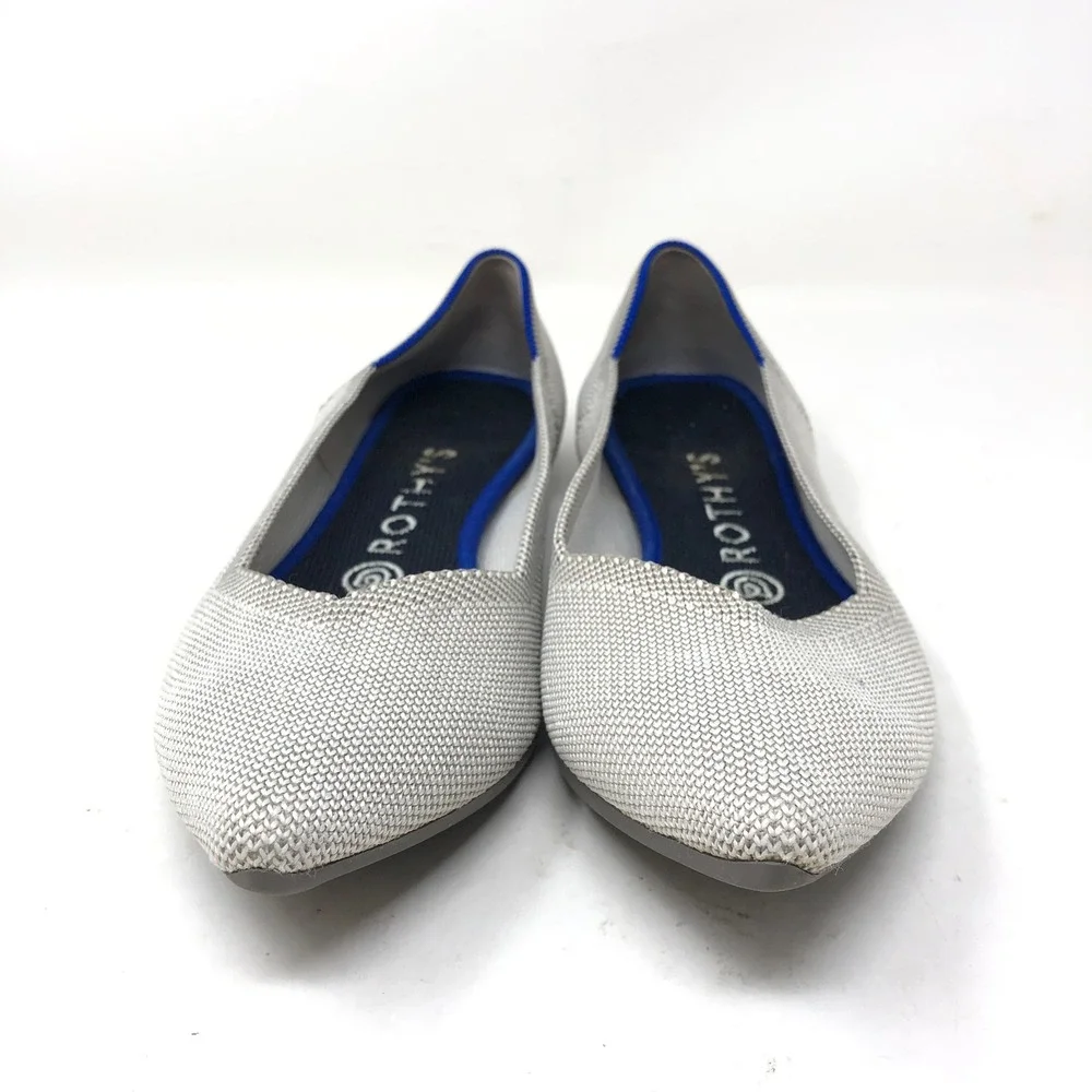 Rothy's Womens 8.5 The Point Travel Foldable Flats Light Grey Pointed Toe Com